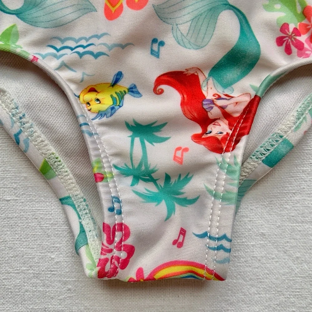 Disney Princess Ariel Little Mermaid Flounder Fish Rainbow Ruffle Swimsuit 2T